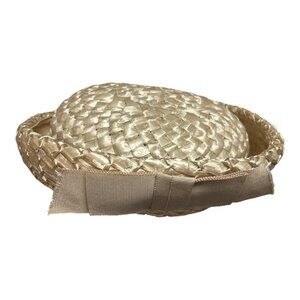 Vintage Women’s Straw Hat – Union Made USA – Woven Raffia with Ribbon